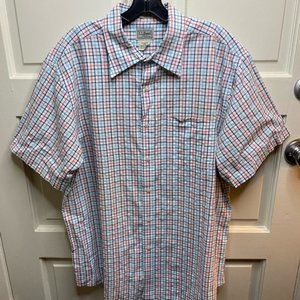 LL BEAN Traditional Fit Large(Reg) multi-color square pattern short sleeve
